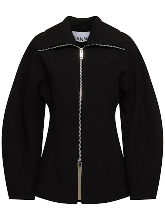 GANNI: カーブスリーブクレープジャケット - women_0 | Luisa Via Roma