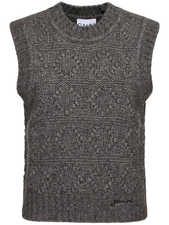 GANNI: Wool & cotton bubble knit vest - women_0 | Luisa Via Roma