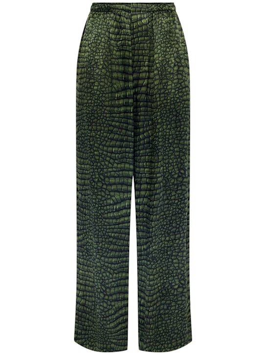 Balenciaga: 绸缎睡裤 - 绿色 - women_0 | Luisa Via Roma