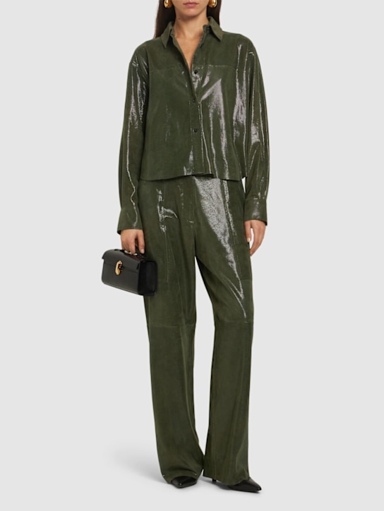 Forte_forte: Lizard print leather shirt - women_1 | Luisa Via Roma