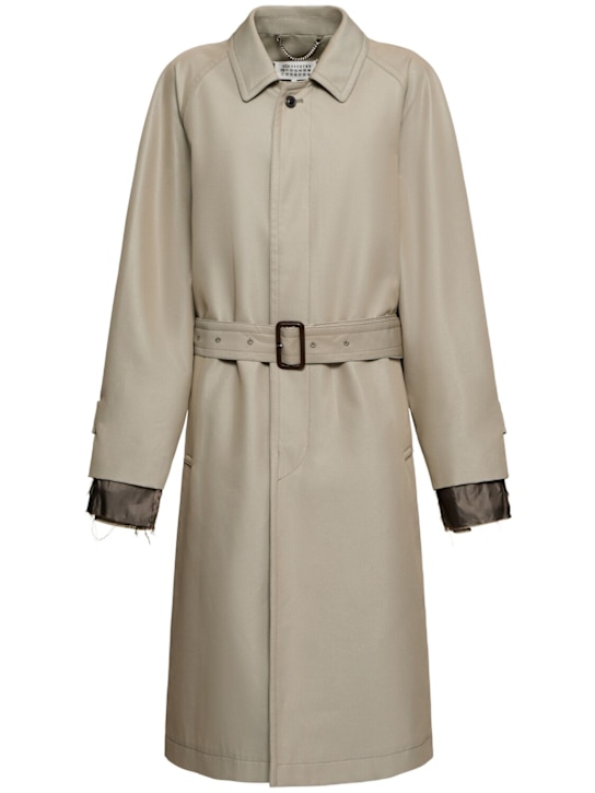 Maison Margiela: Trench in twill di cotone / cintura - Beige - women_0 | Luisa Via Roma