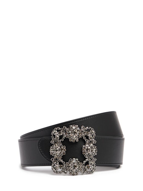 Manolo Blahnik: 35mm Hangisi leather belt - women_0 | Luisa Via Roma