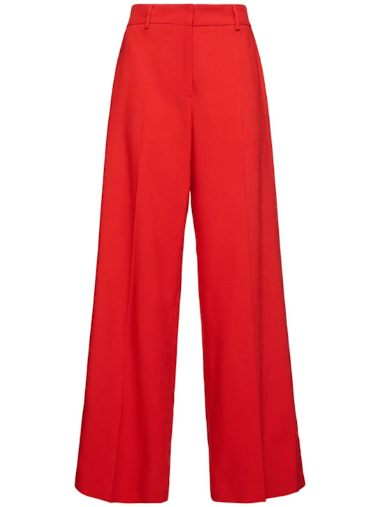 MSGM: Viscose blend straight pants - Red - women_0 | Luisa Via Roma