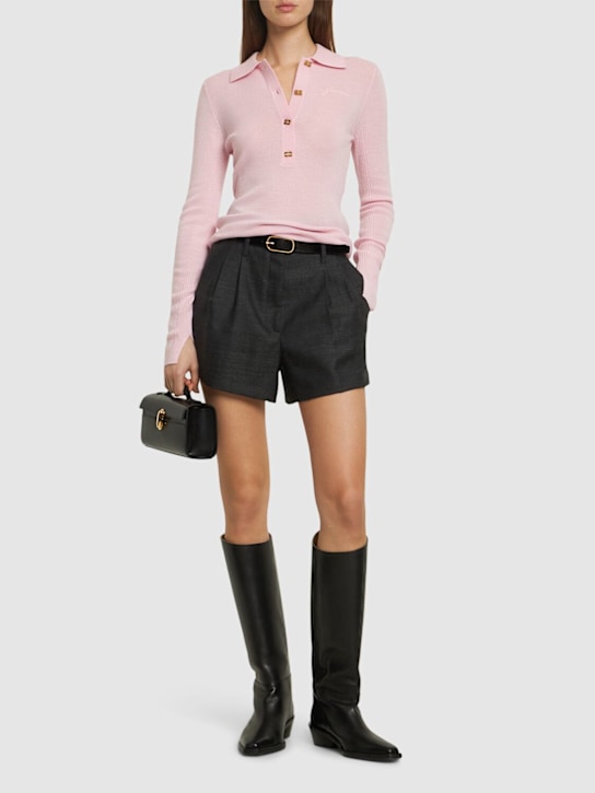 GANNI: Ribbed wool polo sweater - women_1 | Luisa Via Roma