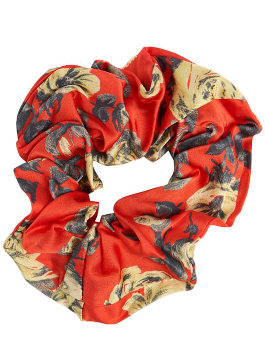 GANNI: Printed satin scrunchie - women_0 | Luisa Via Roma