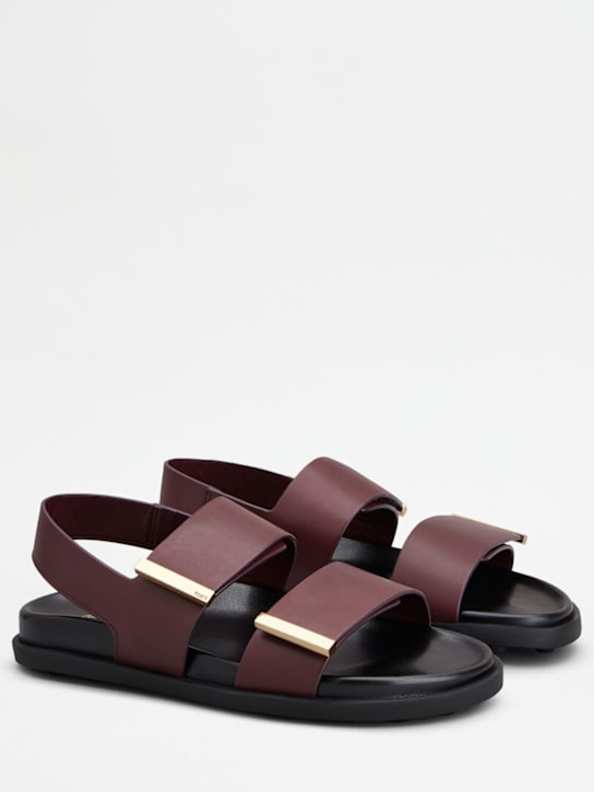Tod's: Sandali in pelle 20mm - Bordeaux - women_2 | Luisa Via Roma