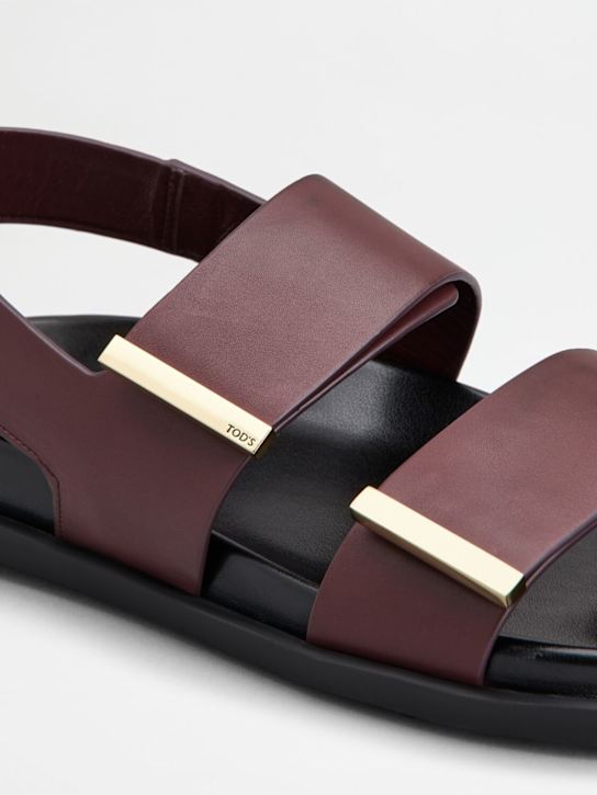 Tod's: Sandali in pelle 20mm - Bordeaux - women_3 | Luisa Via Roma