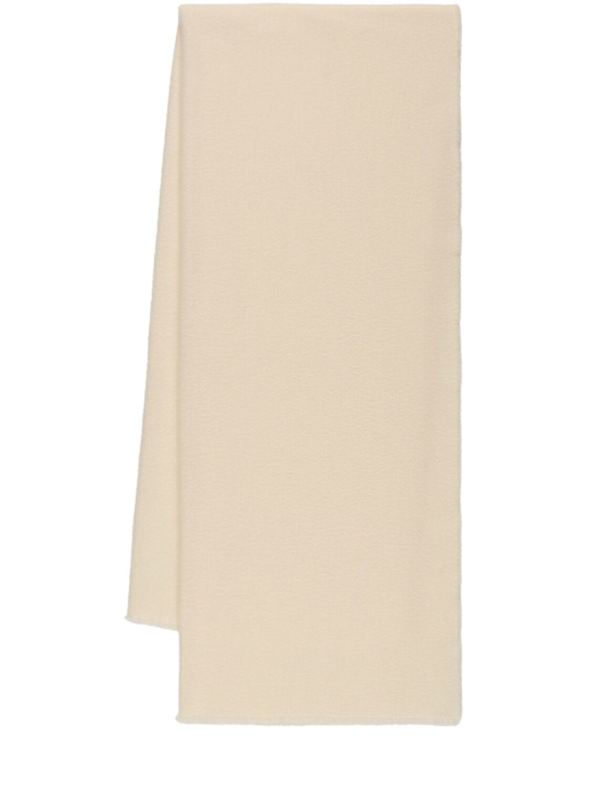 Toteme: Wide classic wool scarf - Ivory - women_0 | Luisa Via Roma