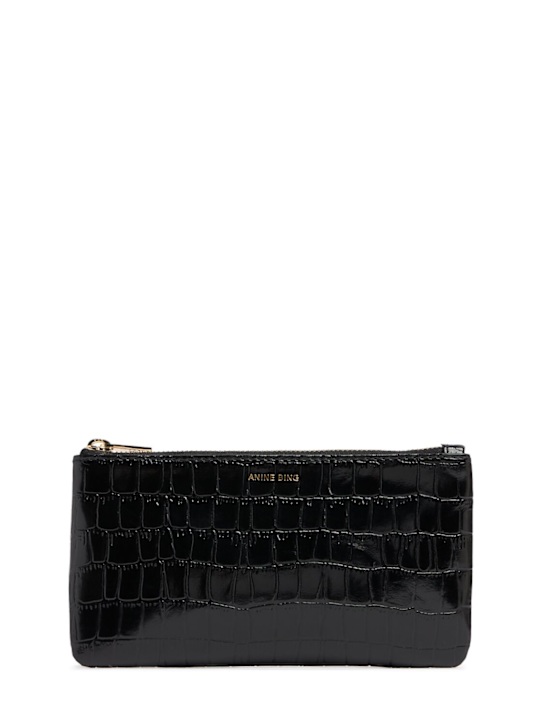 ANINE BING: Elly croc embossed leather pouch - women_0 | Luisa Via Roma