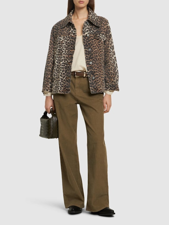 GANNI: Leopard print denim jacket - women_1 | Luisa Via Roma
