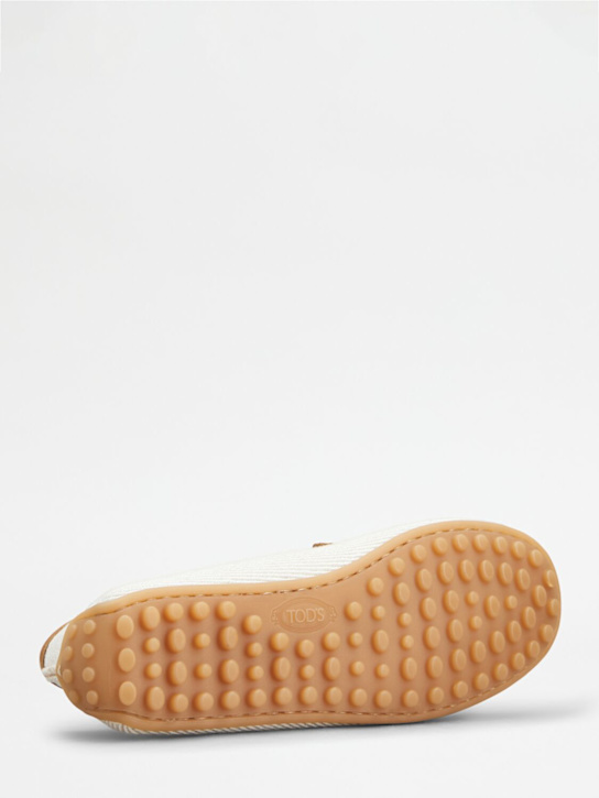 Tod's: 10mm Canvas & leather loafers - White/Tan - women_3 | Luisa Via Roma