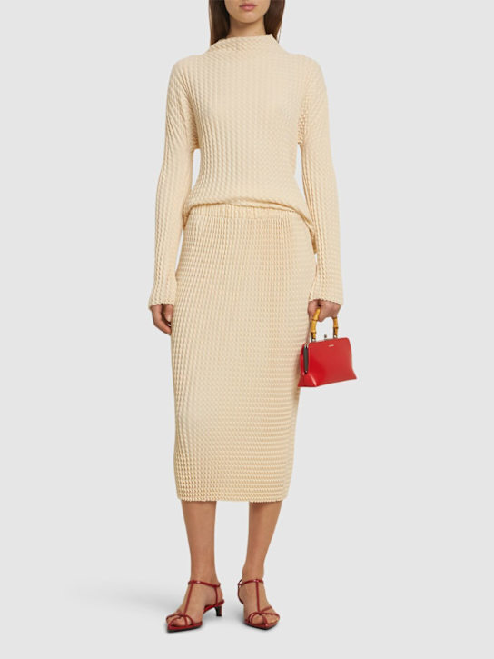 ISSEY MIYAKE: Spongy-48 cotton blend midi skirt - women_1 | Luisa Via Roma