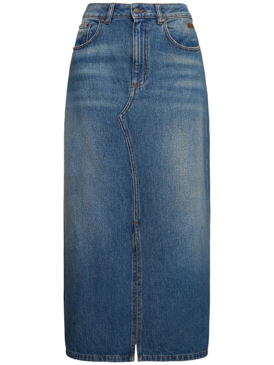 MSGM: Denim midi skirt - women_0 | Luisa Via Roma