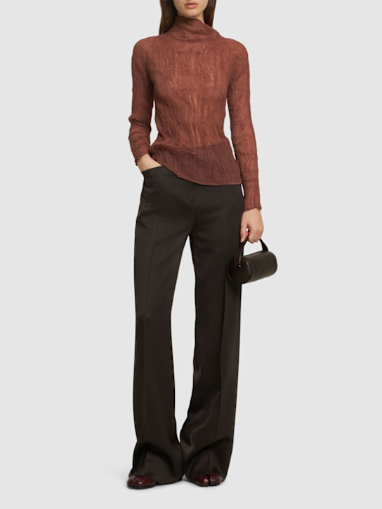 ISSEY MIYAKE: Chiffon Twist 2 pleated long sleeve top - women_1 | Luisa Via Roma