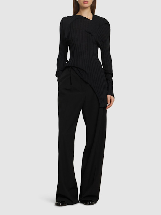 ISSEY MIYAKE: Sparkling wool blend asymmetric top - women_1 | Luisa Via Roma