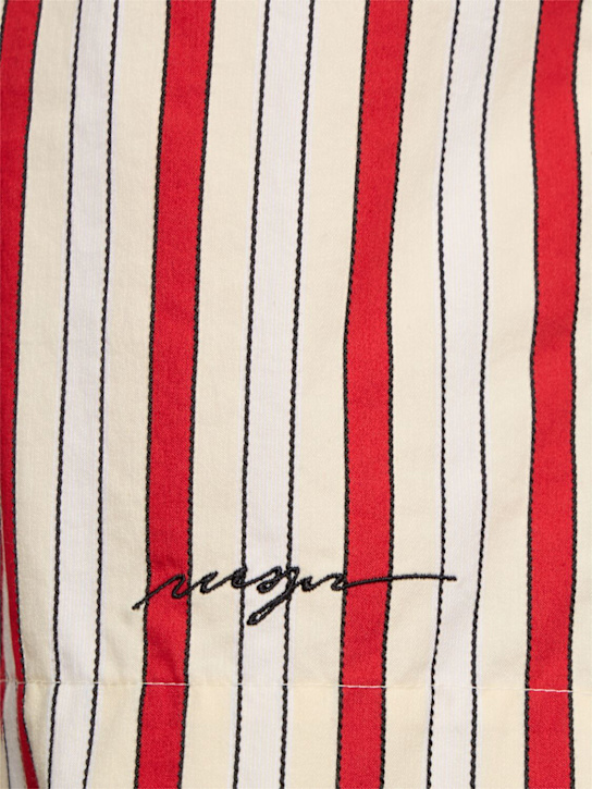 MSGM: Striped cotton blend shorts w/bow - Red/White - women_3 | Luisa Via Roma
