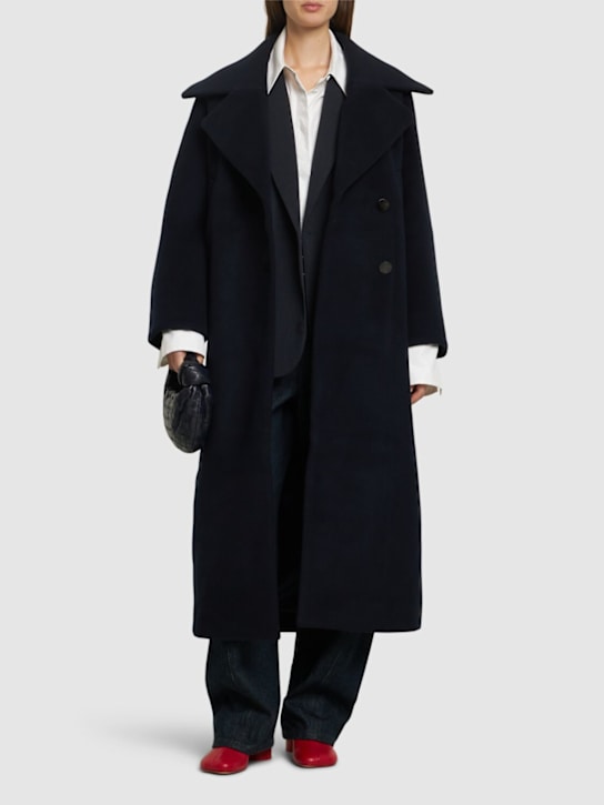 GANNI: Boiled wool blend coat - women_1 | Luisa Via Roma