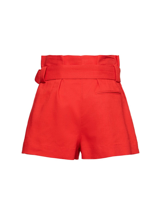 MSGM: High rise shorts w/belt - Red - women_4 | Luisa Via Roma