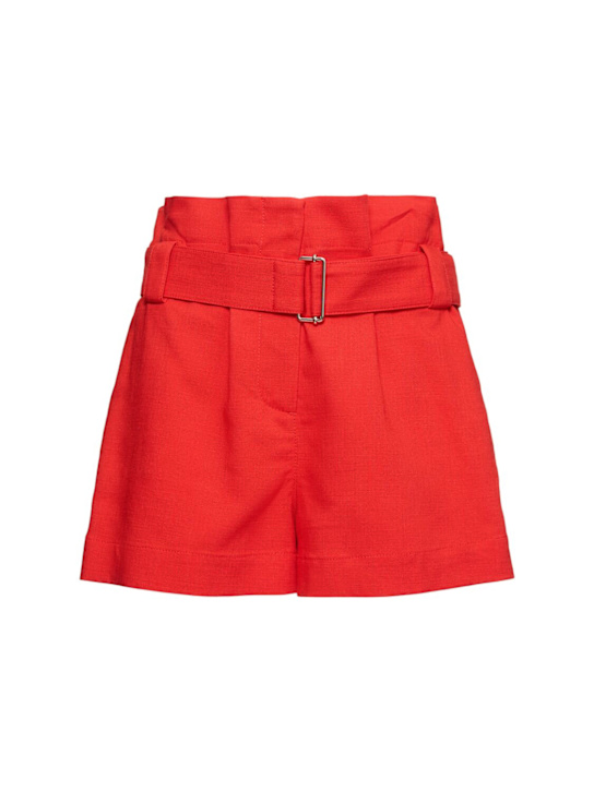 MSGM: High rise shorts w/belt - Red - women_0 | Luisa Via Roma