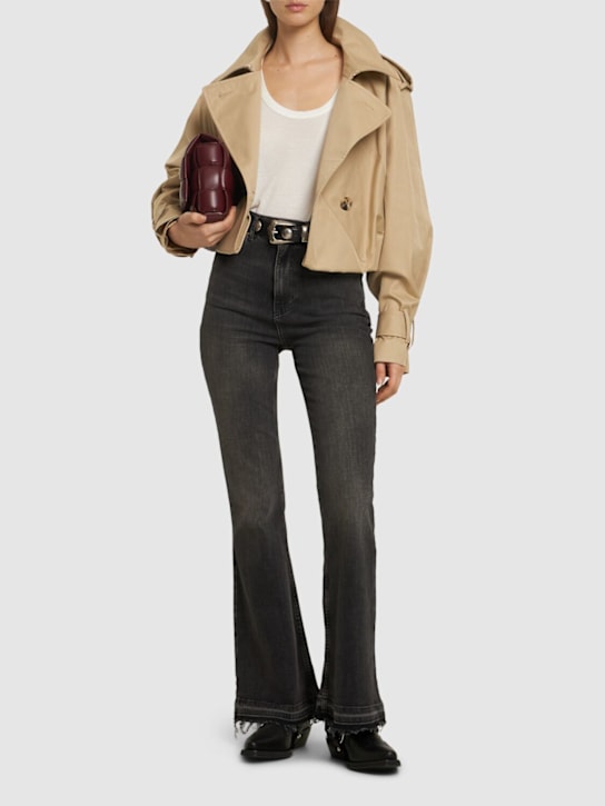 GANNI: Stretch denim flared jeans - women_1 | Luisa Via Roma