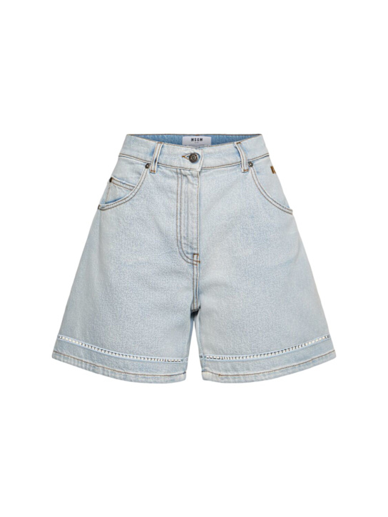 MSGM: Shorts vita alta in cotone - women_0 | Luisa Via Roma