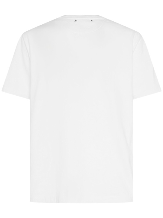 Golden Goose: Regular distressed cotton jersey t-shirt - Vintage White - men_3 | Luisa Via Roma