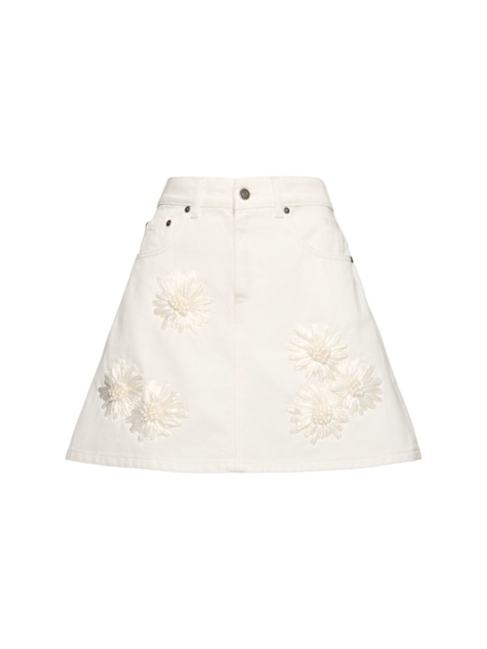 Embroidered denim mini skirt - Thumbnail 1