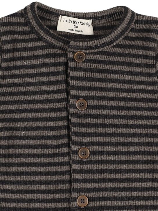 1 + IN THE FAMILY: Striped cotton blend jersey romper - Dark Grey - kids-boys_1 | Luisa Via Roma