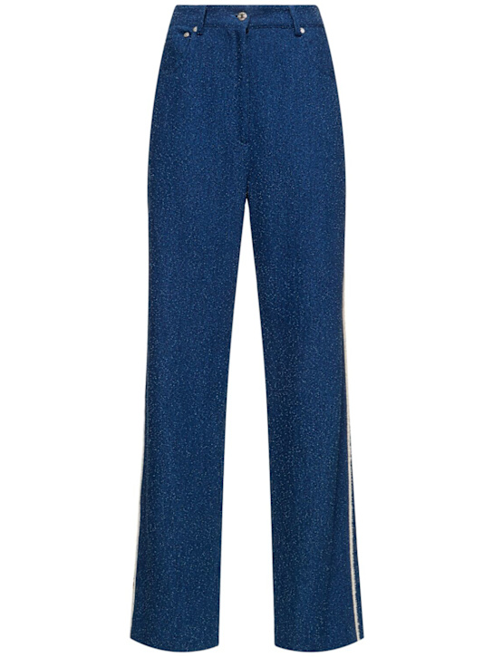 MSGM: Cotton blend straight pants - Blue - women_0 | Luisa Via Roma
