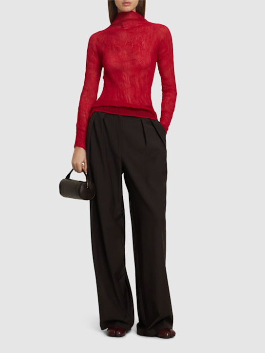 ISSEY MIYAKE: Chiffon Twist 2 pleated long sleeve top - women_1 | Luisa Via Roma