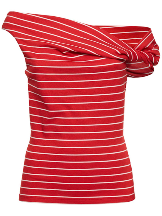 MSGM: Striped jersey top - Red/White - women_0 | Luisa Via Roma