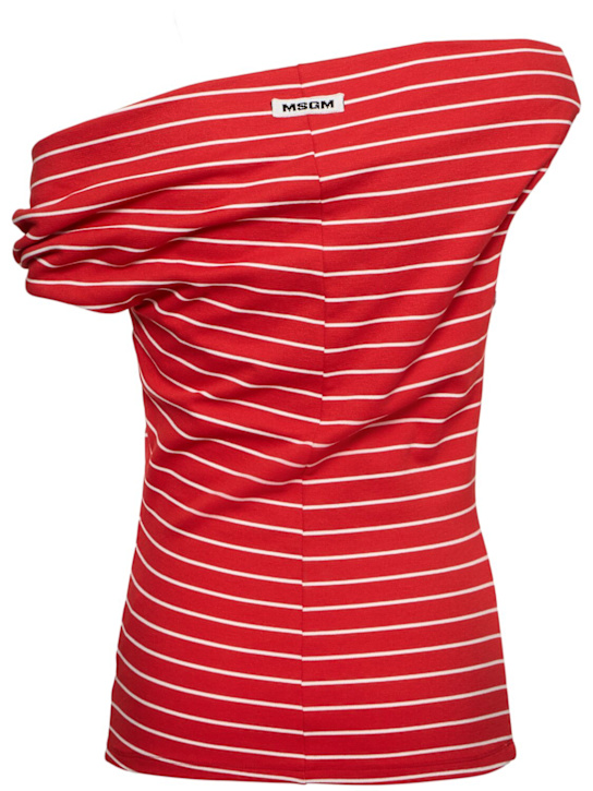MSGM: Striped jersey top - Red/White - women_4 | Luisa Via Roma