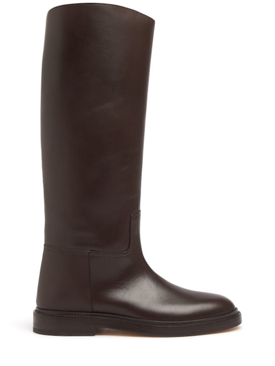Legres: 20mm Leather riding boots - Dark Brown - women_0 | Luisa Via Roma