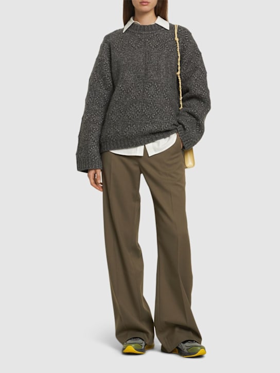 GANNI: Wool & cotton bubble knit sweater - women_1 | Luisa Via Roma