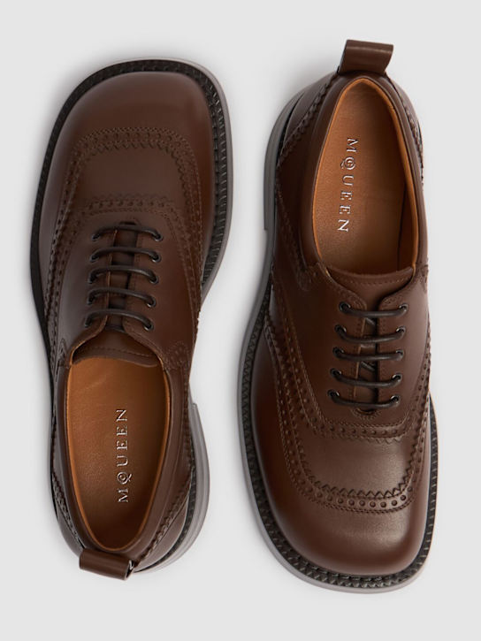 McQueen: Leather lace-up derby shoes - Brown - men_4 | Luisa Via Roma