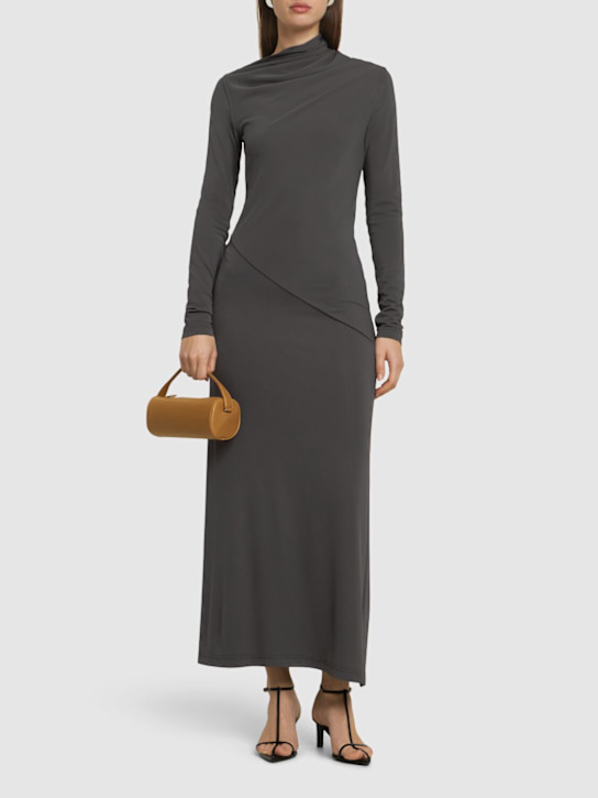 Toteme: Draped jersey long dress - Dark Grey - women_1 | Luisa Via Roma
