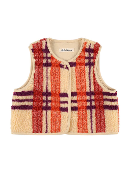 Hello Simone: Gilet in techno con stampa tartan - Multicolore - kids-girls_0 | Luisa Via Roma