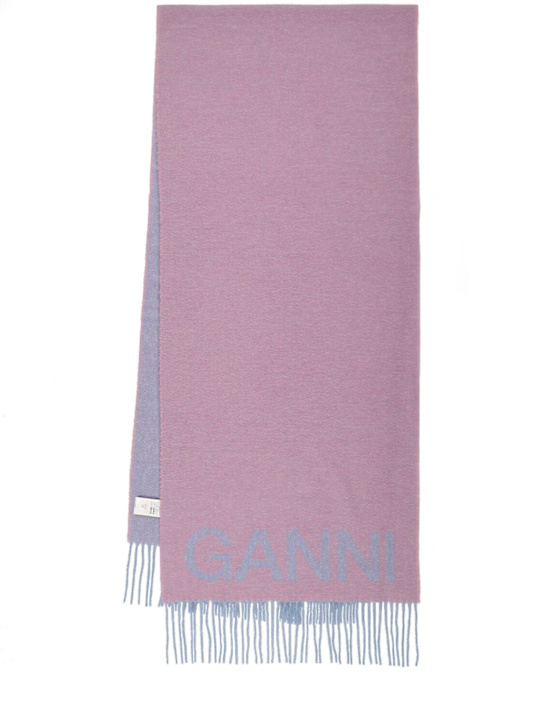 GANNI: Fringed recycled wool scarf - women_0 | Luisa Via Roma