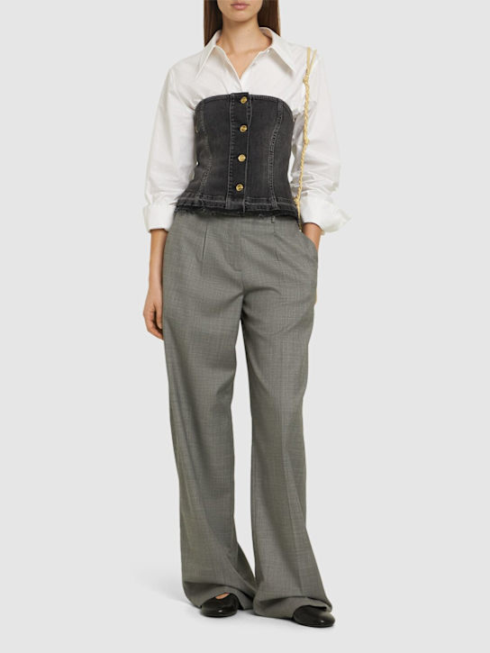 GANNI: Stretch denim corset top - women_1 | Luisa Via Roma