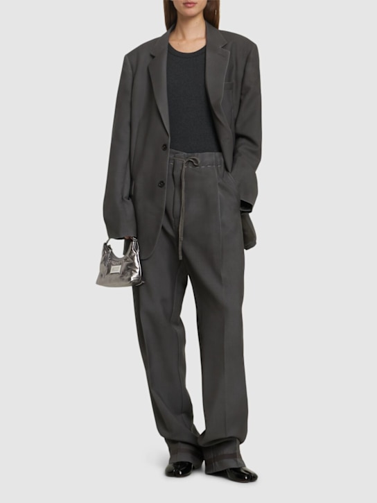 Maison Margiela: Wool & mohair wide pants - women_1 | Luisa Via Roma
