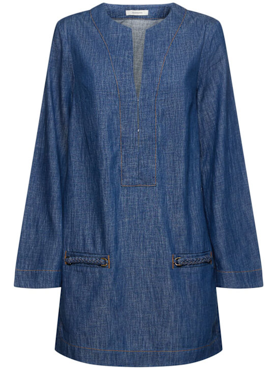 Zimmermann: Wylie cotton denim kaftan dress - women_0 | Luisa Via Roma