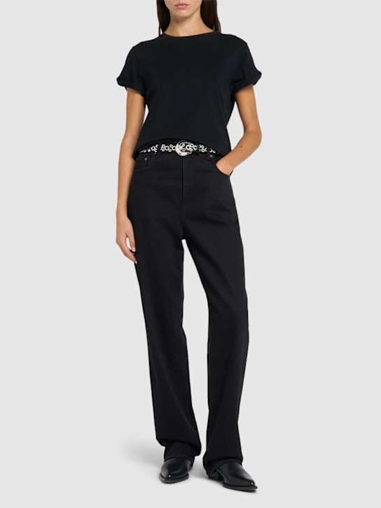 Golden Goose: Golden コットンジャージーTシャツ - ブラック - women_1 | Luisa Via Roma