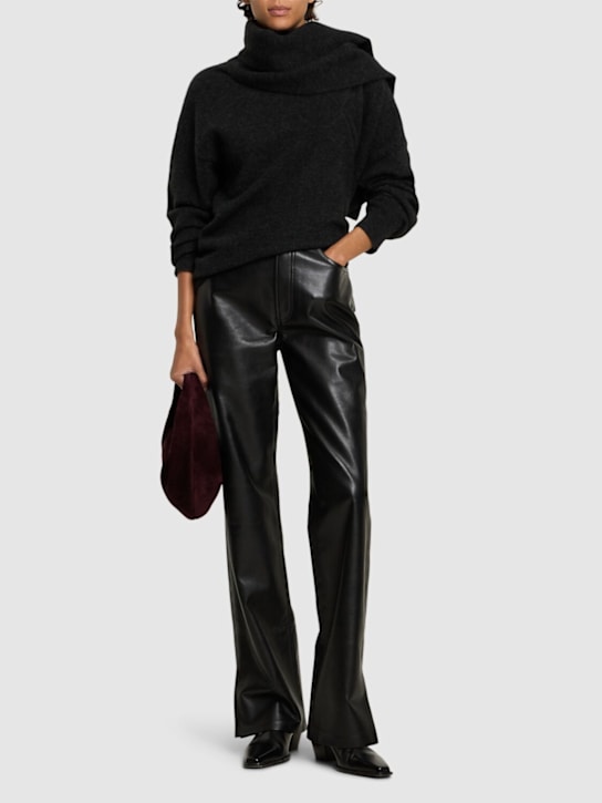ANINE BING: Roy leather blend straight pants - women_1 | Luisa Via Roma