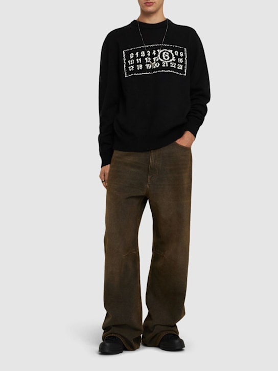 MM6 Maison Margiela: Logo crewneck sweater - men_1 | Luisa Via Roma