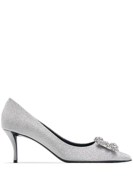 Roger Vivier: 65mm Flower Strass glittered pumps - Silver - women_0 | Luisa Via Roma
