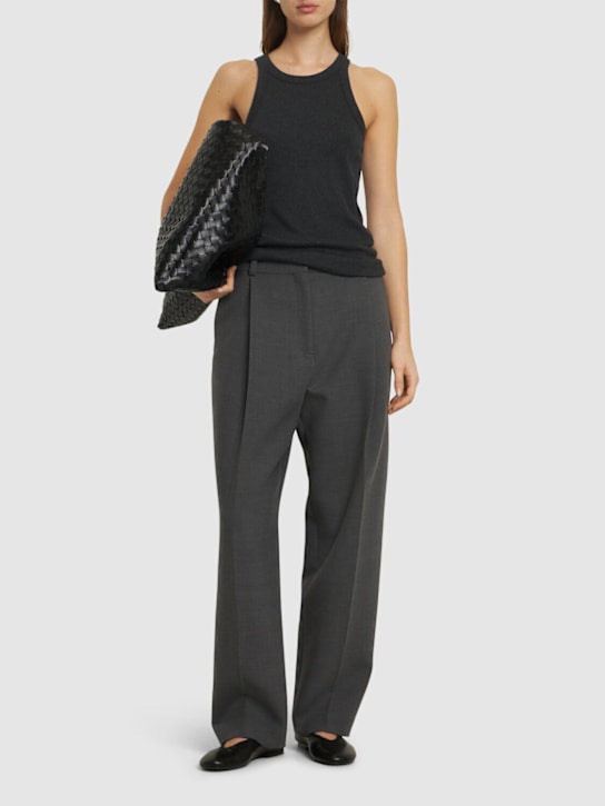Toteme: Pleated wool blend straight pants - women_1 | Luisa Via Roma