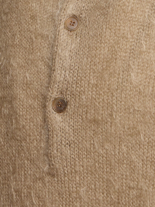 Auralee: Brushed super kid mohair blend knit polo - Gray Beige - men_3 | Luisa Via Roma