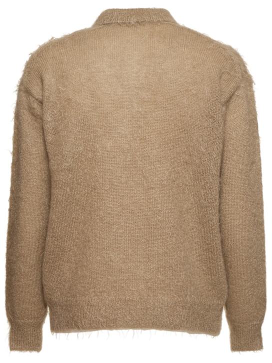 Auralee: Brushed super kid mohair blend knit polo - Gray Beige - men_4 | Luisa Via Roma