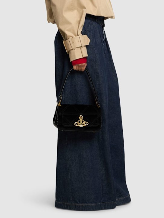 Vivienne Westwood: Medium Hazel quilted velvet shoulder bag - women_1 | Luisa Via Roma
