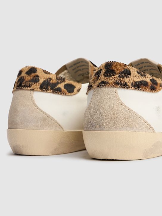 Golden Goose: LVR独家Super-Star麂皮运动鞋 - 白色豹纹 - women_3 | Luisa Via Roma